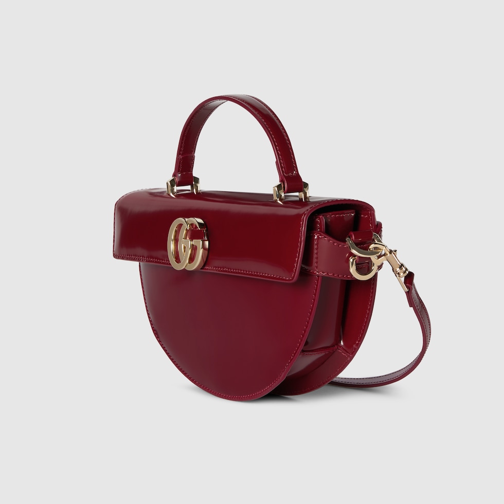 Small halfmoon top handle bag in Rosso Ancora red leather GUCCI® CZ