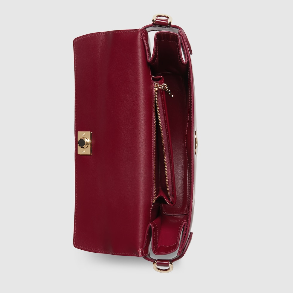 Small halfmoon top handle bag in Rosso Ancora red leather GUCCI® CZ