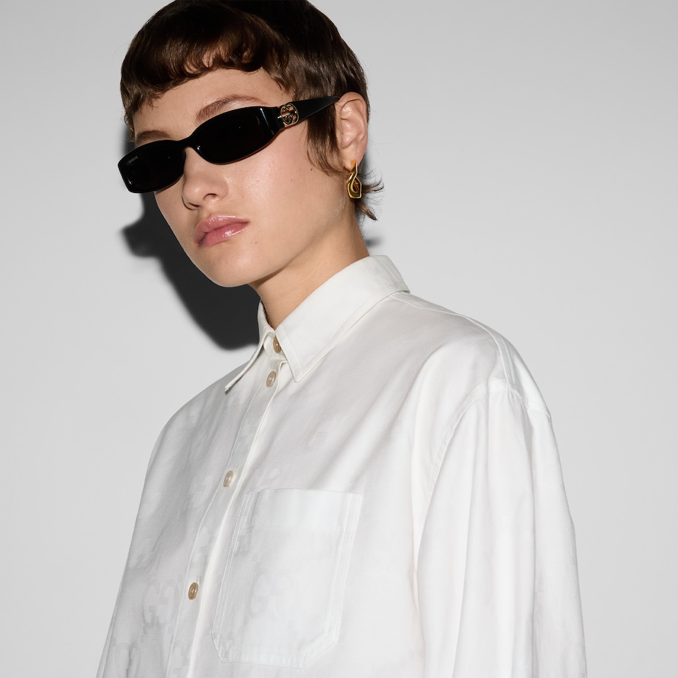 Cotton poplin shirt in white | GUCCI® US