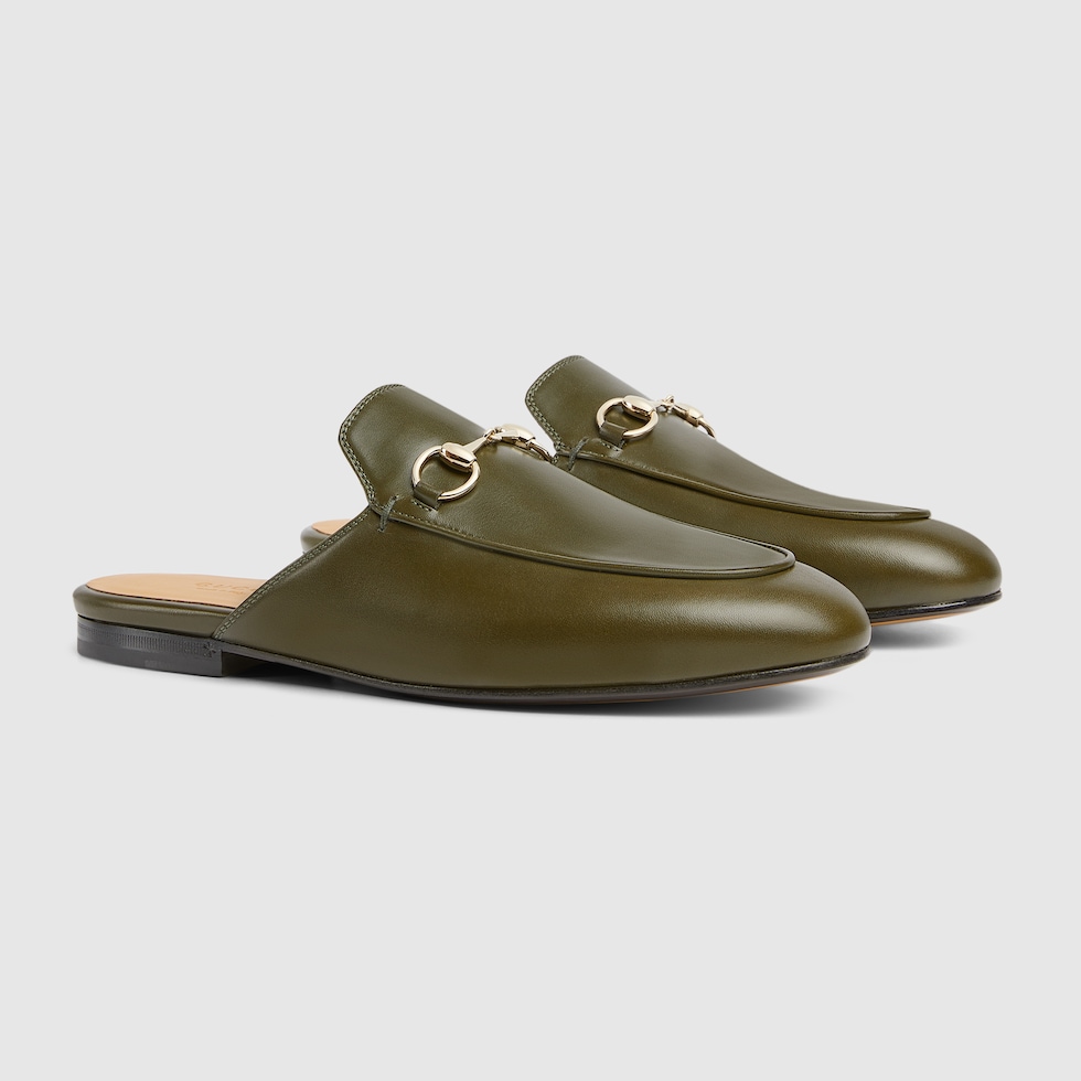 Women s Princetown slipper in dark green leather GUCCI Canada