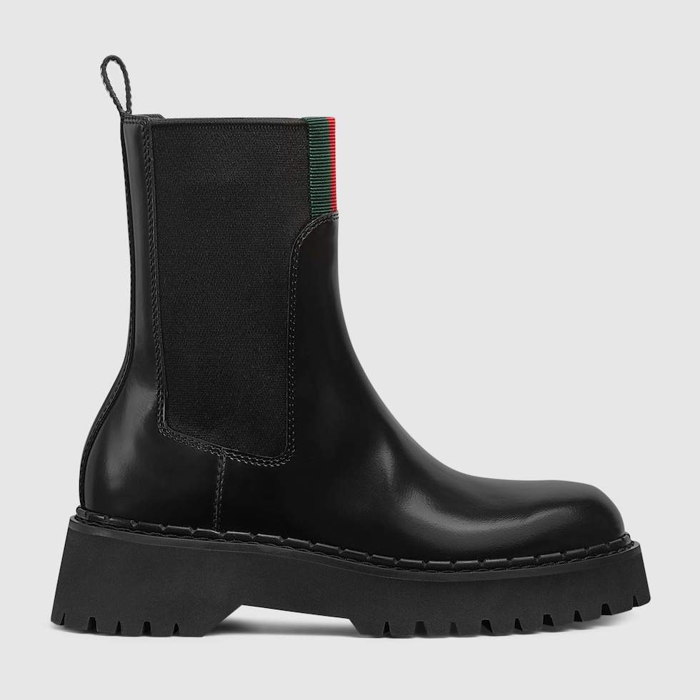 GUCCI Women s Boot With Web Black Leather