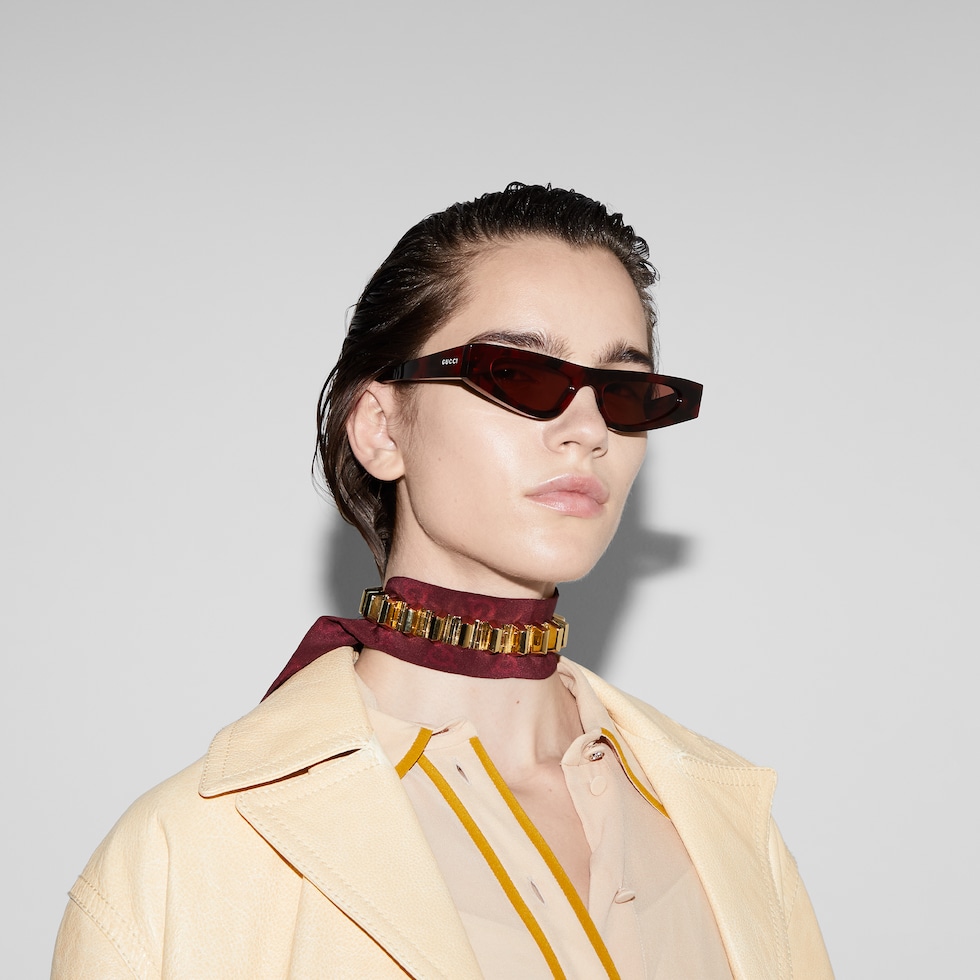 GUCCI グッチ　ワインレッド キャットアイサングラス GUCCI グッチ ワインレッド キャットアイサングラス - メルカリ