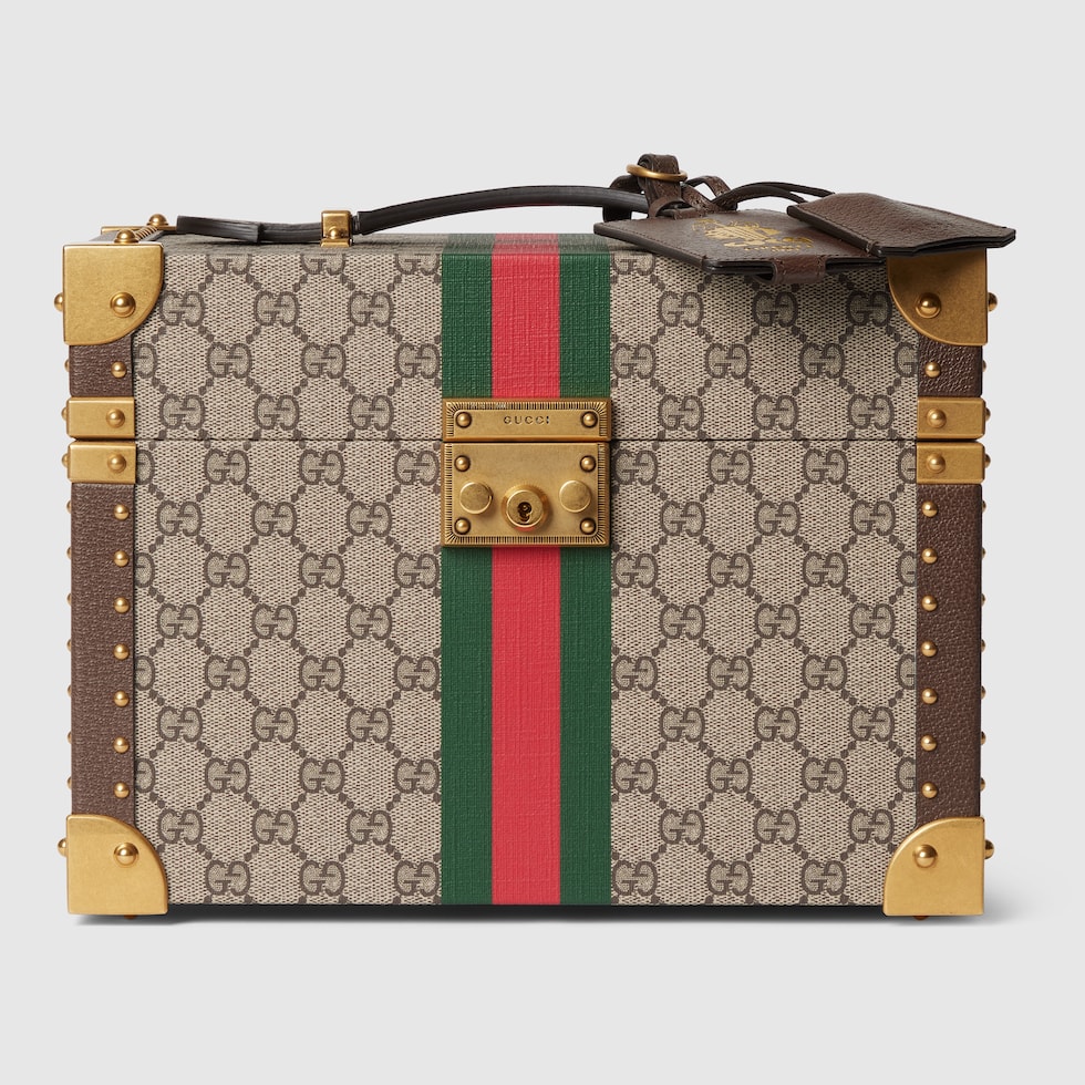 Gucci Savoy〕ミディアム リジッド ビューティーケースベージュ