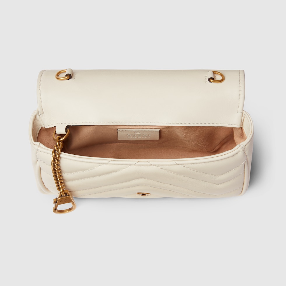 GG Marmont mini bag in white chevron leather | GUCCI® US