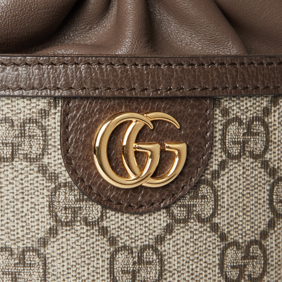 Ophidia Mini Bucket Bag in beige- und ebenholzfarbener Supreme  