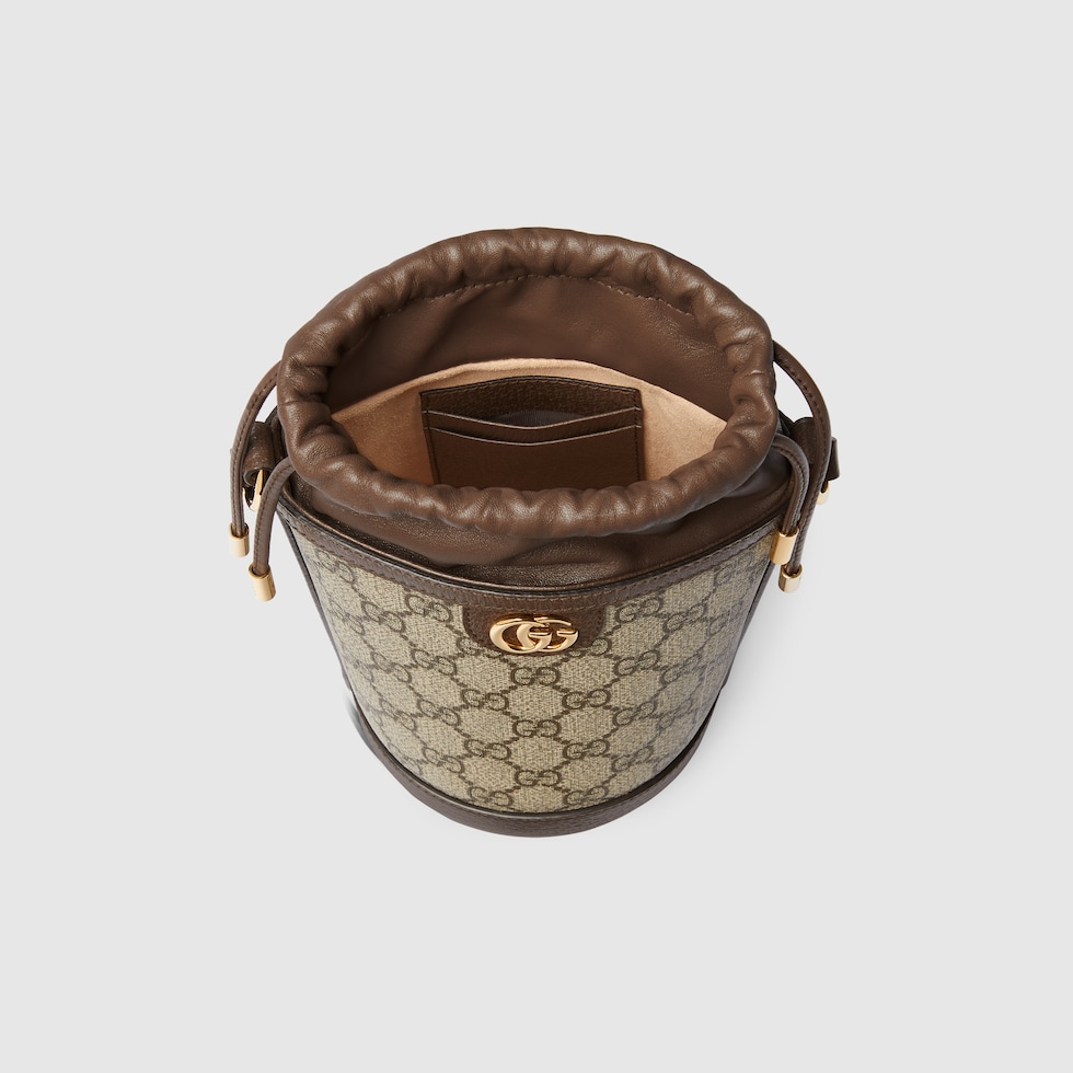 Ophidia Mini Bucket Bag in beige- und ebenholzfarbener Supreme  