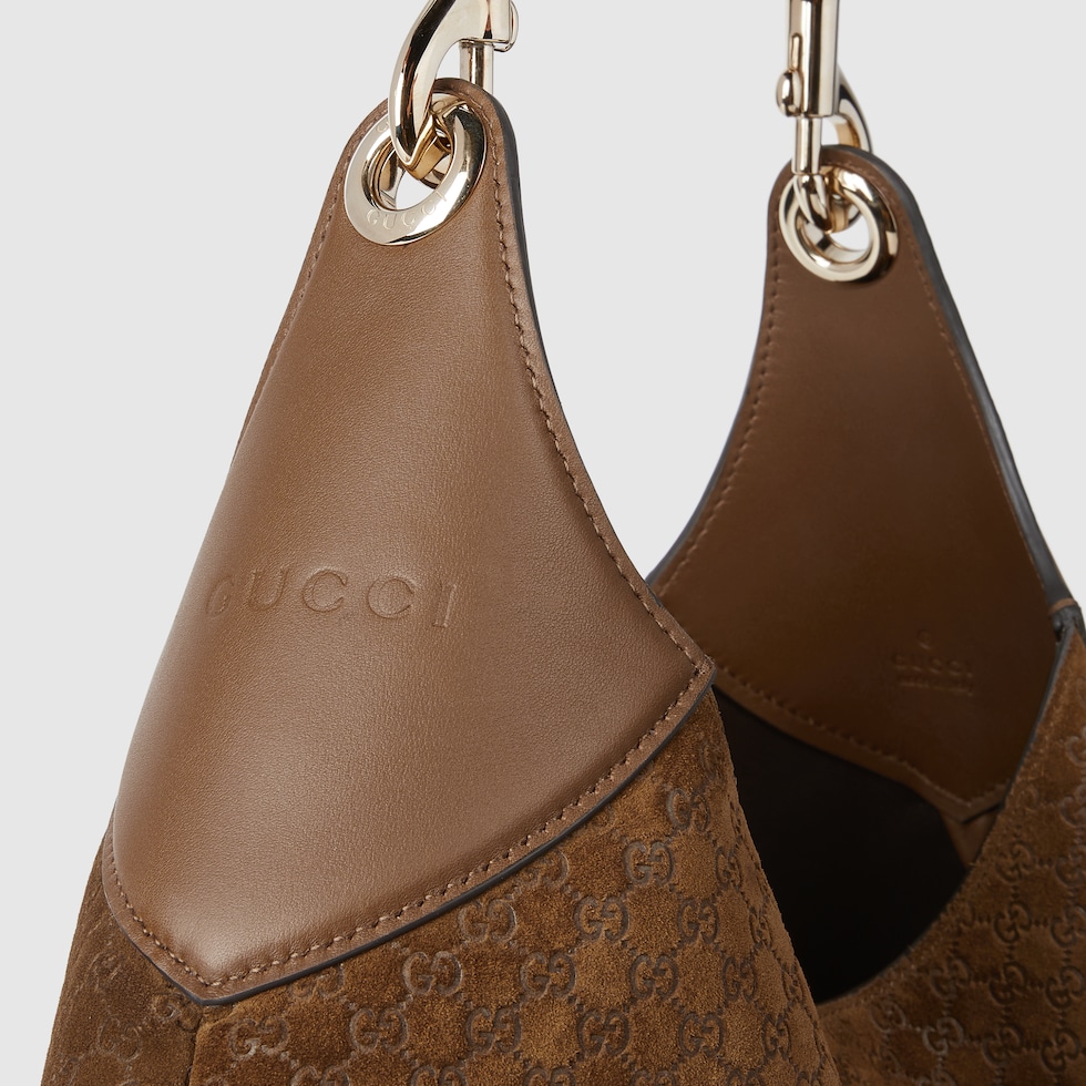 Gucci B maxi shoulder bag in brown GG suede | GUCCI® US