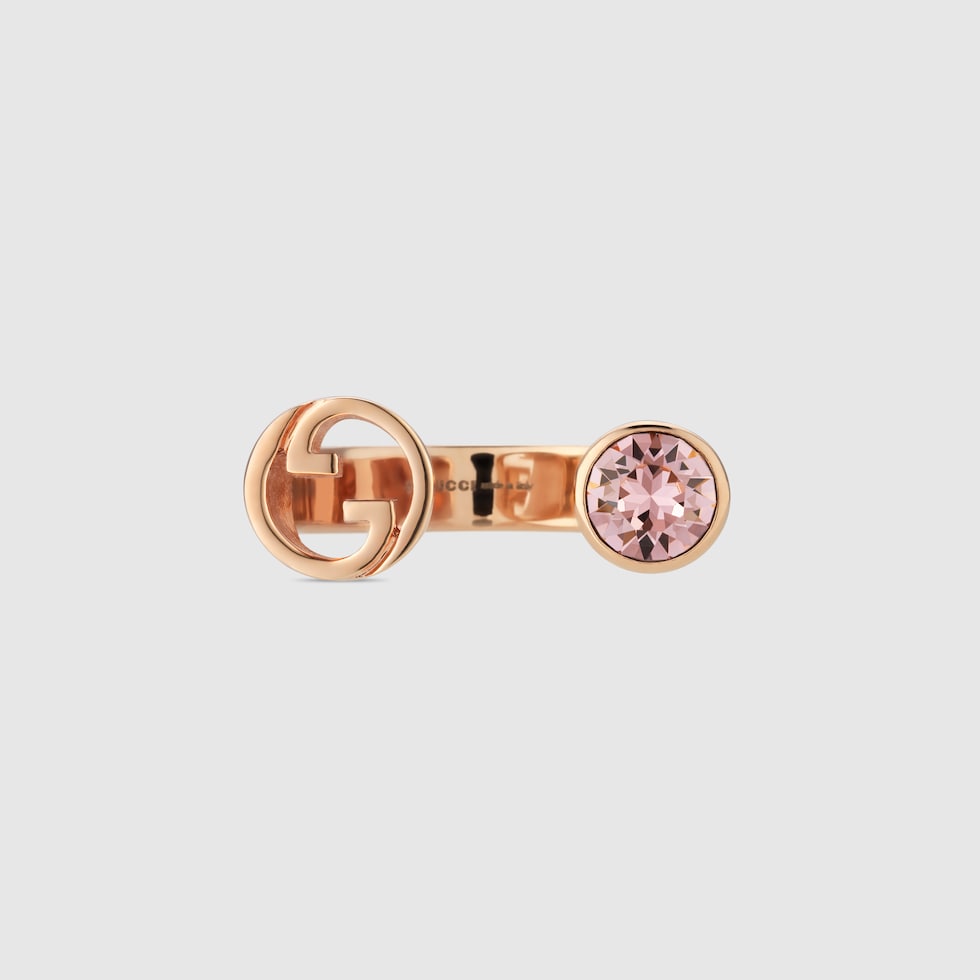 【GUCCI】グッチ ブロンディ クリスタル リング グッチ ブロンディ〕クリスタル リングイエローゴールドトーン