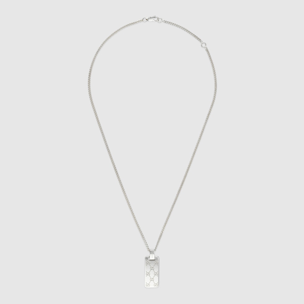 Gucci Interlocking G GG Logo Pendant Necklace Sterling