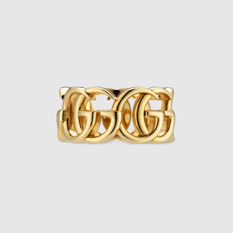 GUCCI GG マーモント ワイド リング GG Marmont interlinking wide ring in yellow gold-toned metal