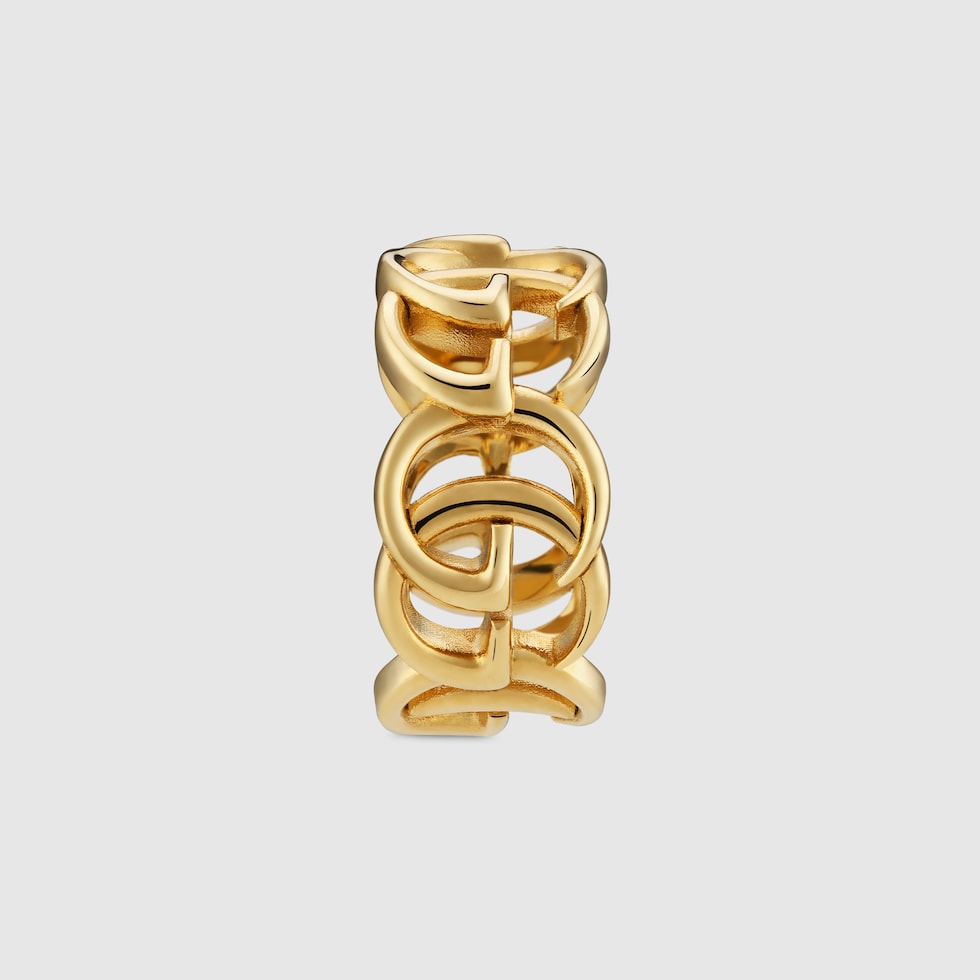 GG Marmont interlinking wide ring in yellow gold-toned metal