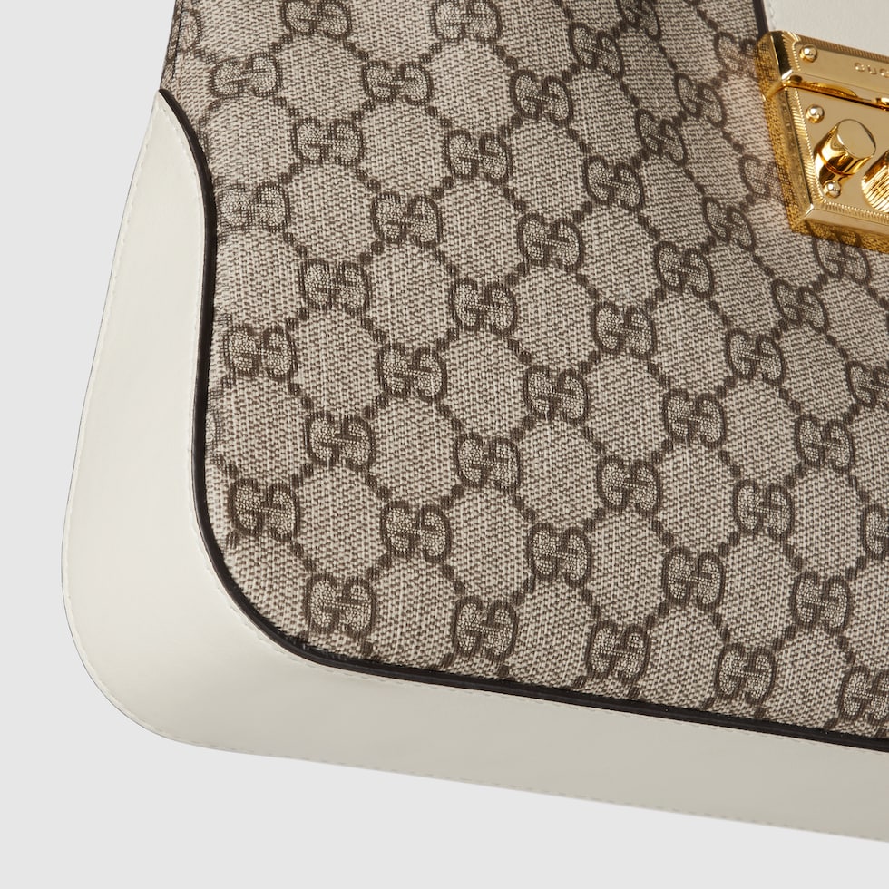 Padlock large shoulder bag in white leather trim | GUCCI® US