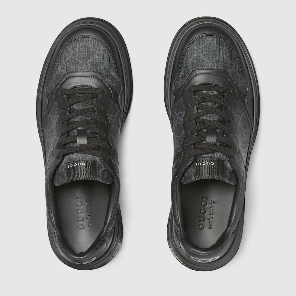 GUCCI グッチ スニーカー 黒 UK8(26.5cm位) 4500423L0077 Men's Gucci Ace sneaker with Web in black GG Supreme canvas