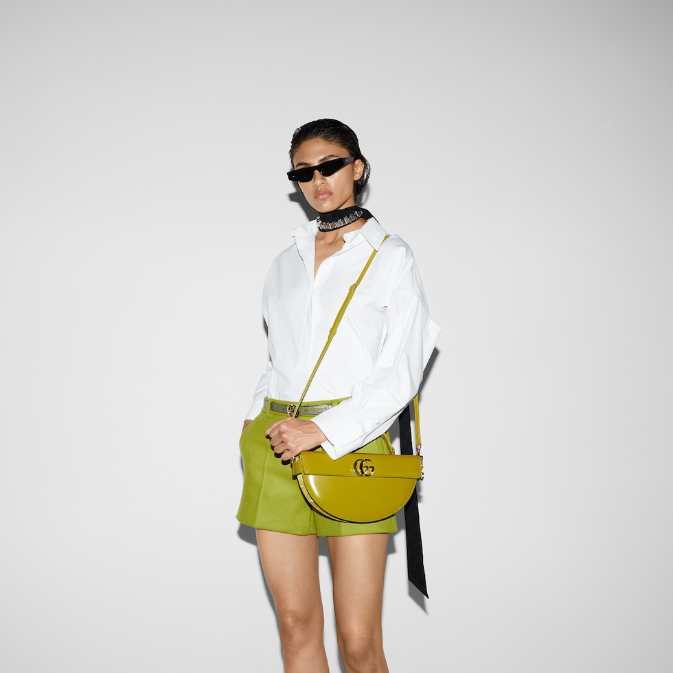 Borsa a mano a forma di mezzaluna misura piccola in pelle verde pistacchio GUCCI Italia
