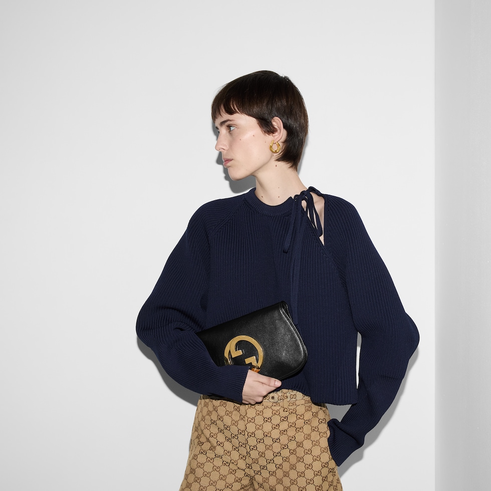 Gucci Blondie small shoulder bag in black leather | GUCCI® US