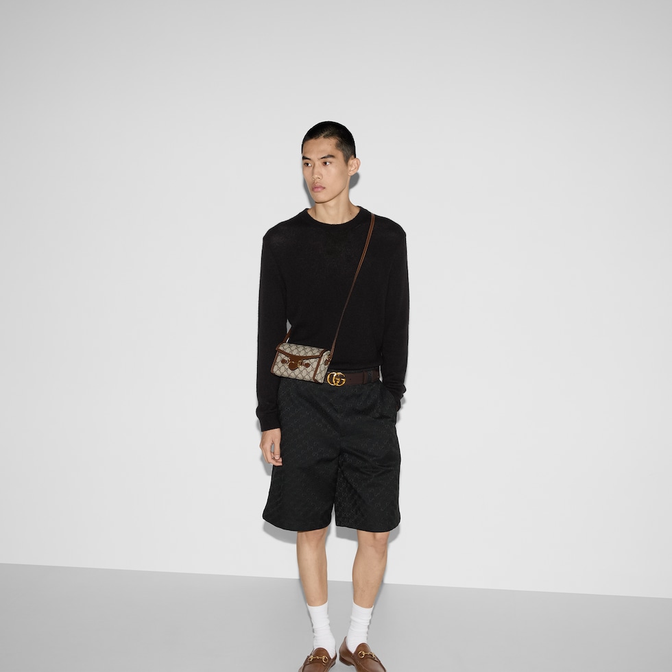 グッチ ホースビット 1955〕ミニバッグ ・ベージュ＆エボニー GG