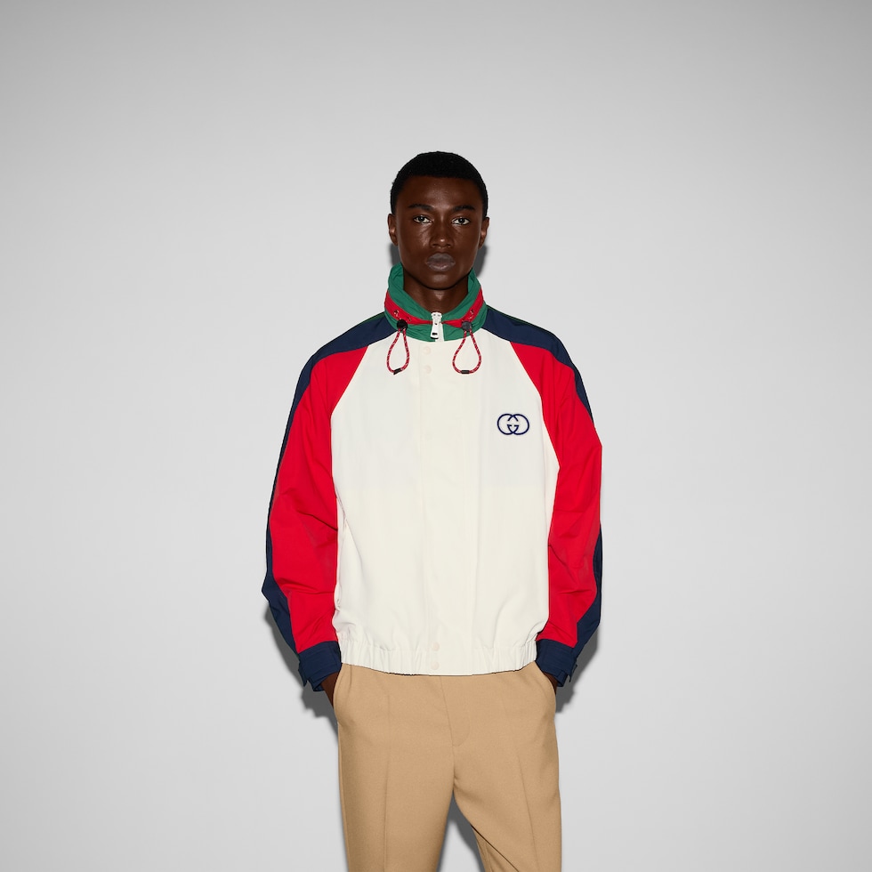 Cotton nylon jacket with patch in multicolor GUCCI US