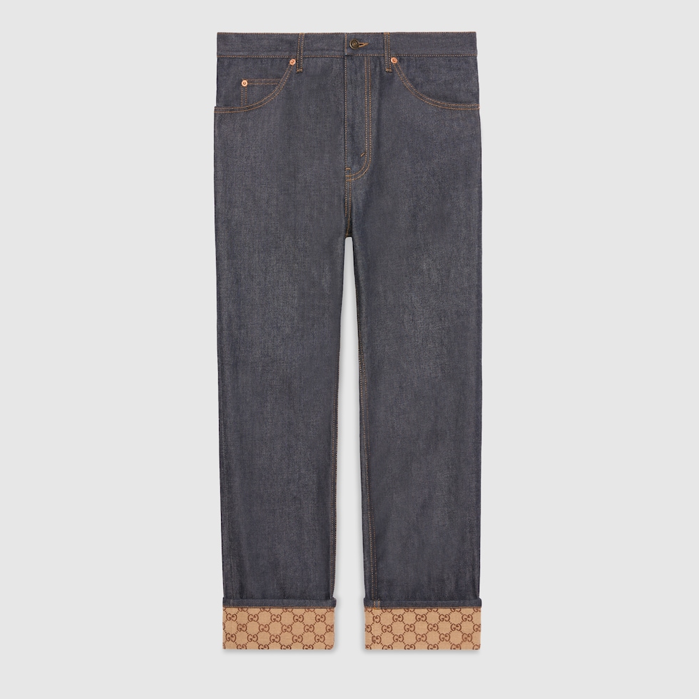 【関税＆送料込み】Gucci Wide Leg Denim Trousers Wide leg denim pant in black | GUCCI® US