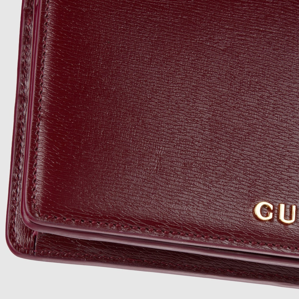 Chain wallet with Gucci script in Rosso Ancora red leather GUCCI UK