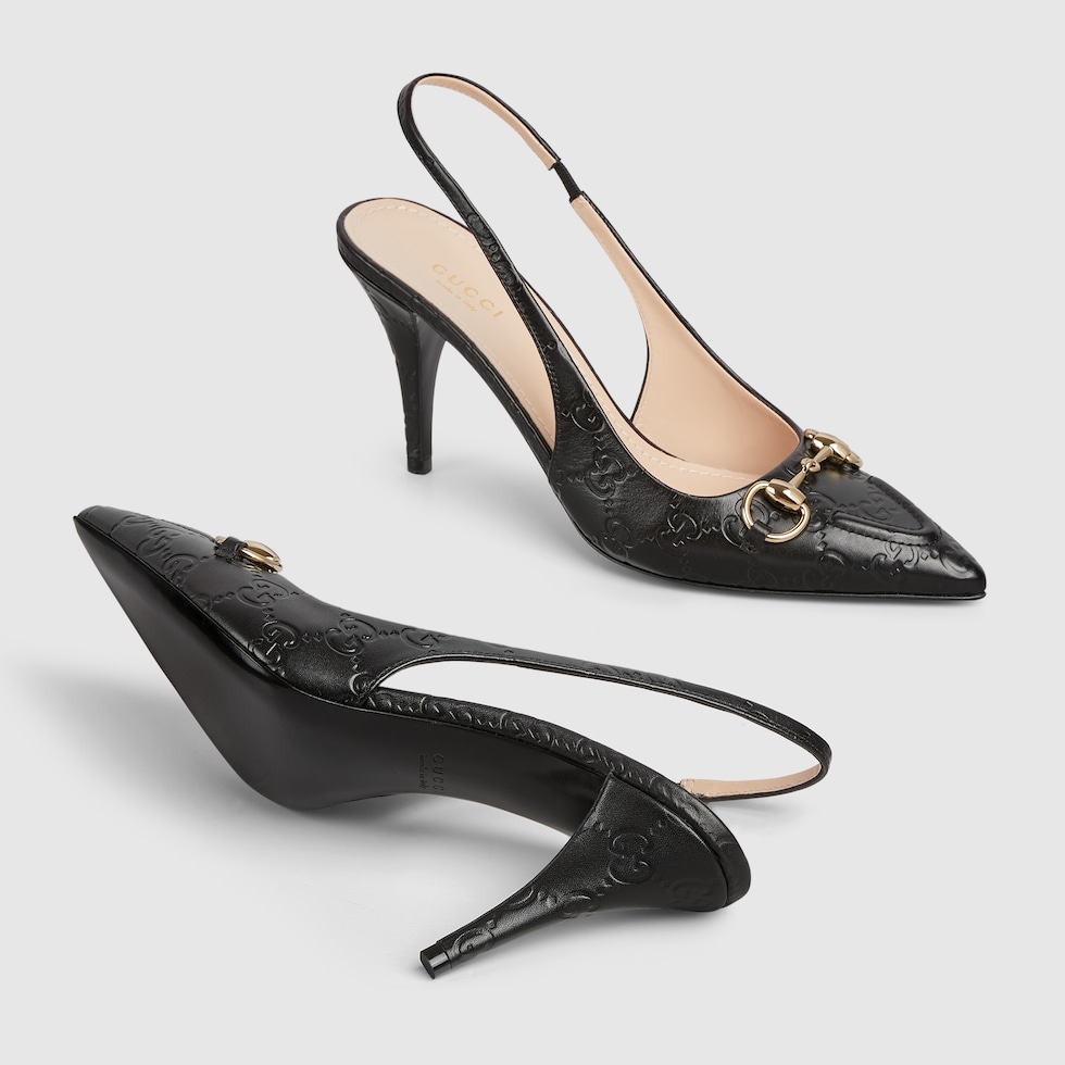 Women s Horsebit pump in black GG leather GUCCI UK