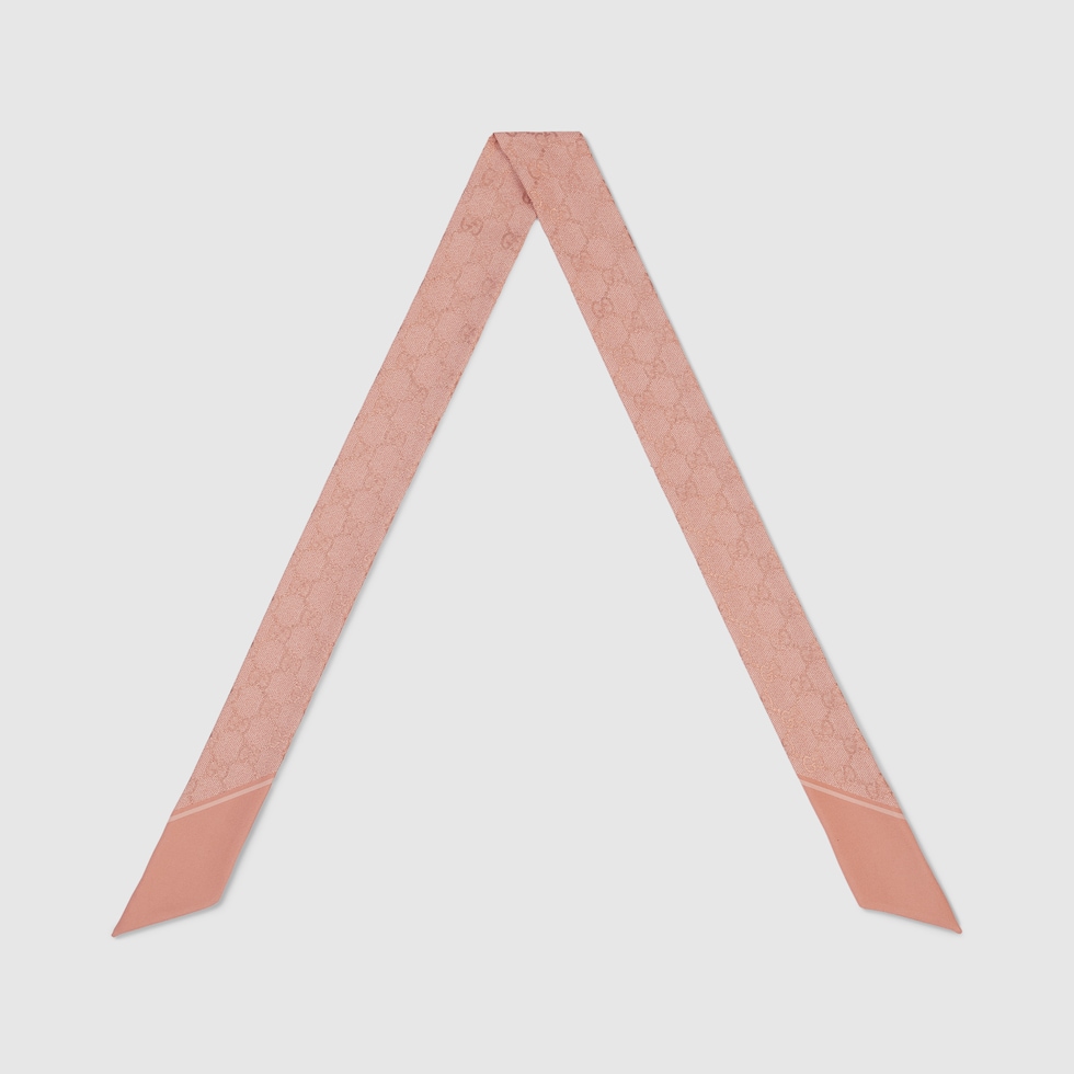 Printed silk ribbon in pink | GUCCI® US