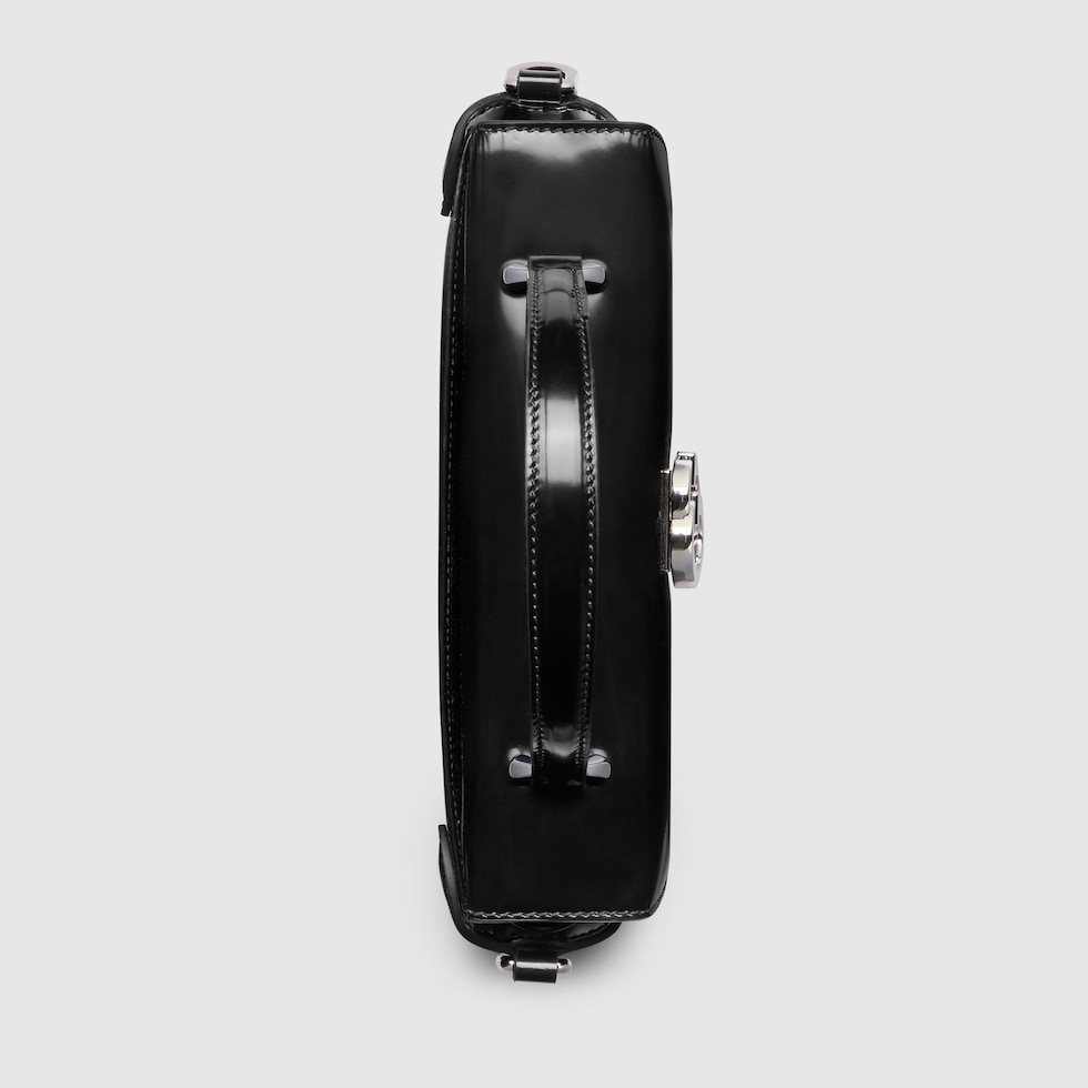 Mini half-moon top handle bag in black leather | GUCCI® US Mini half-moon top handle bag in black leather | GUCCI® US