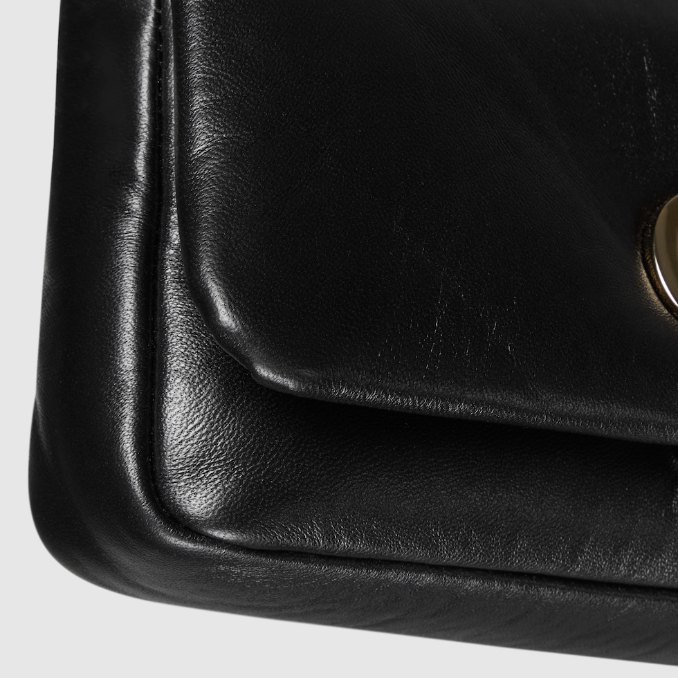 GG Milano mini top handle bag in black leather | GUCCI® US