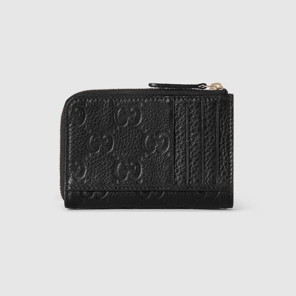GUCCI カード・コインケース GGエンブレム〕ジップ カードケース ・ブラック レザー | GUCCI公式