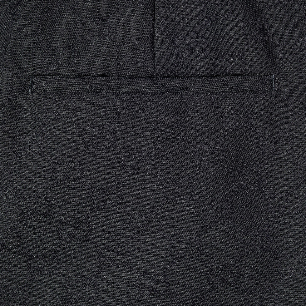 Pantalone in tessuto poliestere GG jacquard con nastro Web