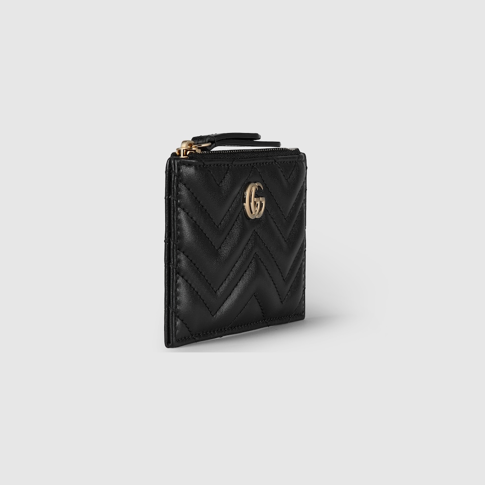 GUCCI GG Marmont Zip Key Case Black Leather