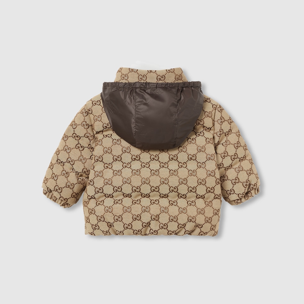 ベビー〕GGキャンバス ダウンジャケット ・キャメル＆ダークブラウン