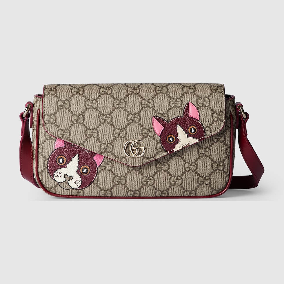 Ophidia pochette in beige and dark brown fabric | GUCCI® US