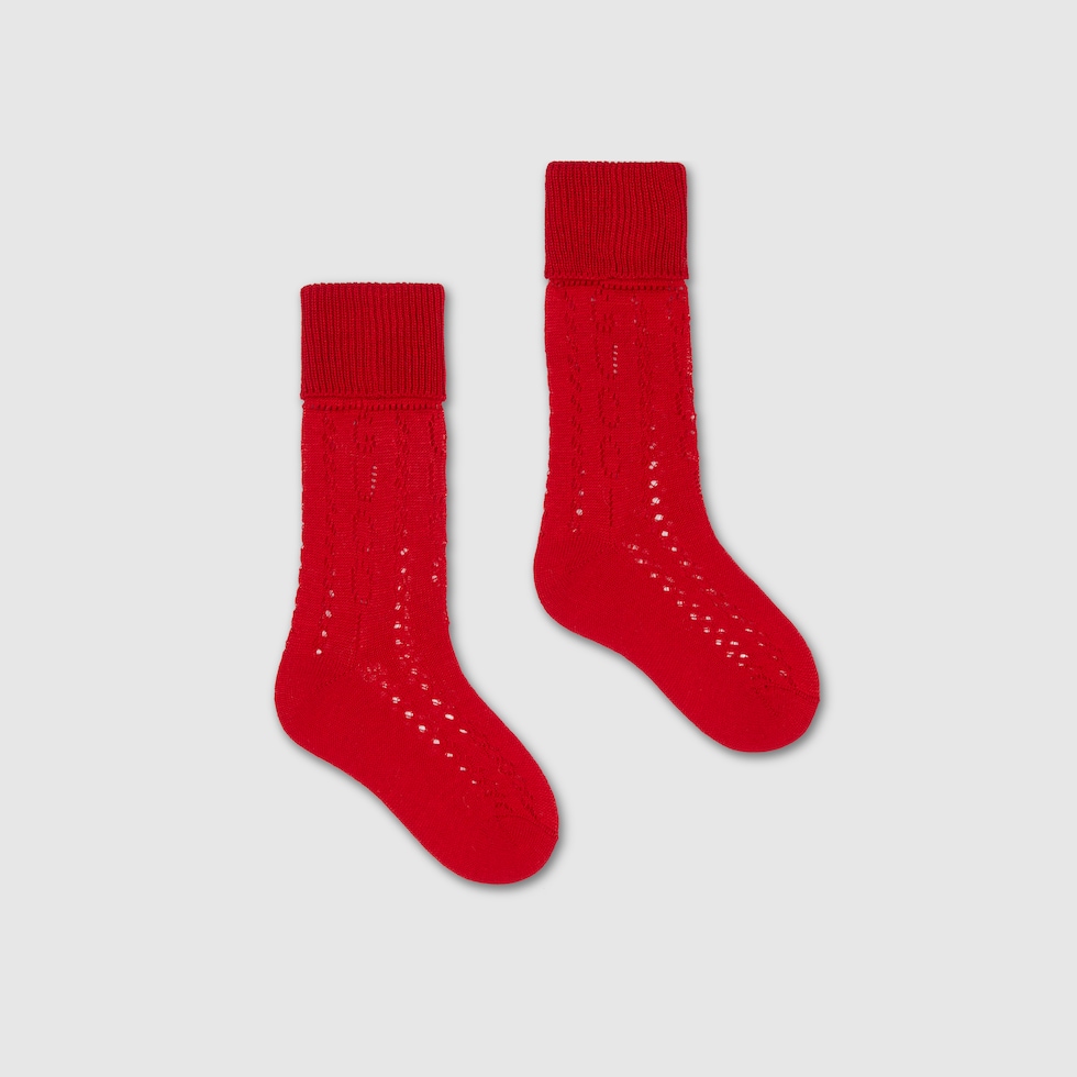 Baby Gucci knit cotton socks in red GUCCI ZA