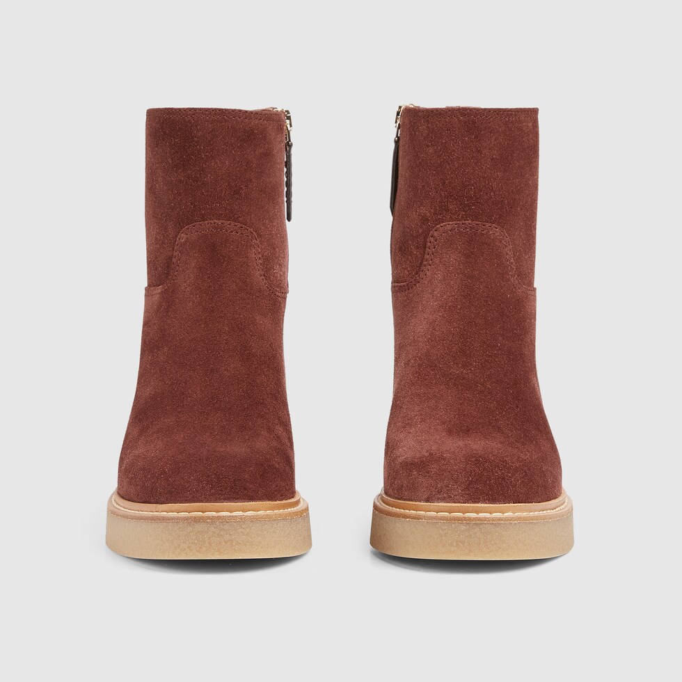 Women s slim Horsebit ankle boot in dark brown suede GUCCI UK