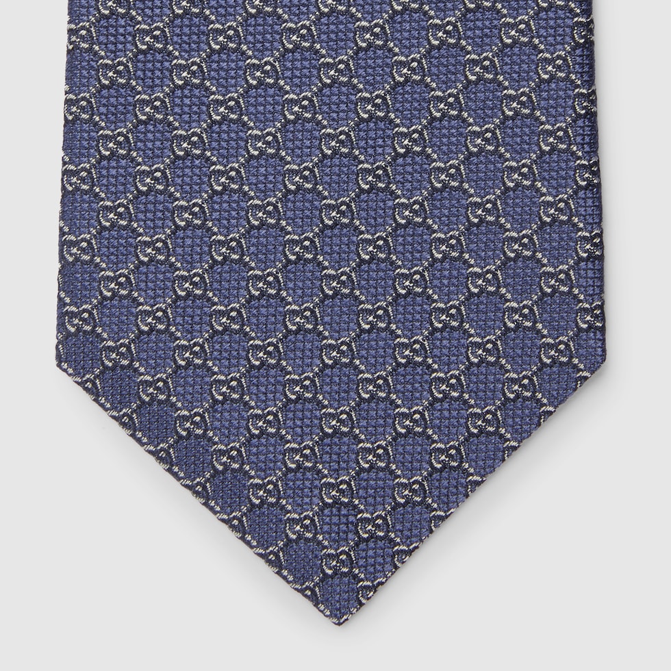 【新品タグ付き✨】グッチ ネクタイ ブルー GG柄 ジャガード ロゴ 高級シルク 816002_4E009_4568_007_100_0000