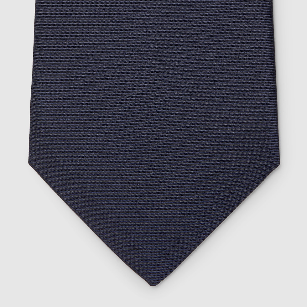 Silk jacquard tie in dark blue | GUCCI® US