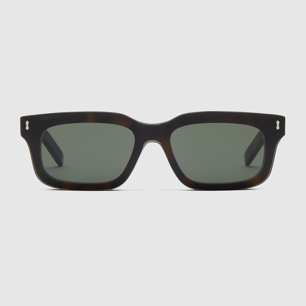 Rectangular frame sunglasses in tortoiseshell | GUCCI® US