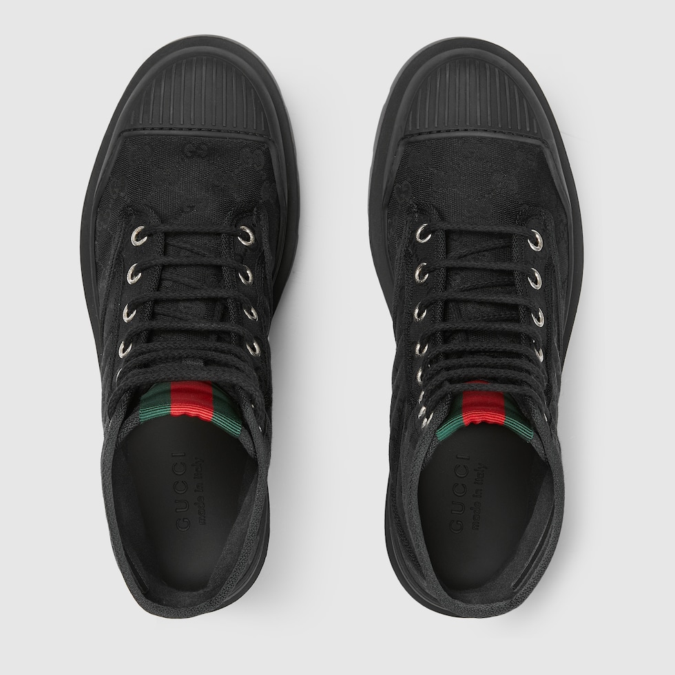 Stivaletto uomo con dettaglio Web in tessuto GG nero GUCCI Italia