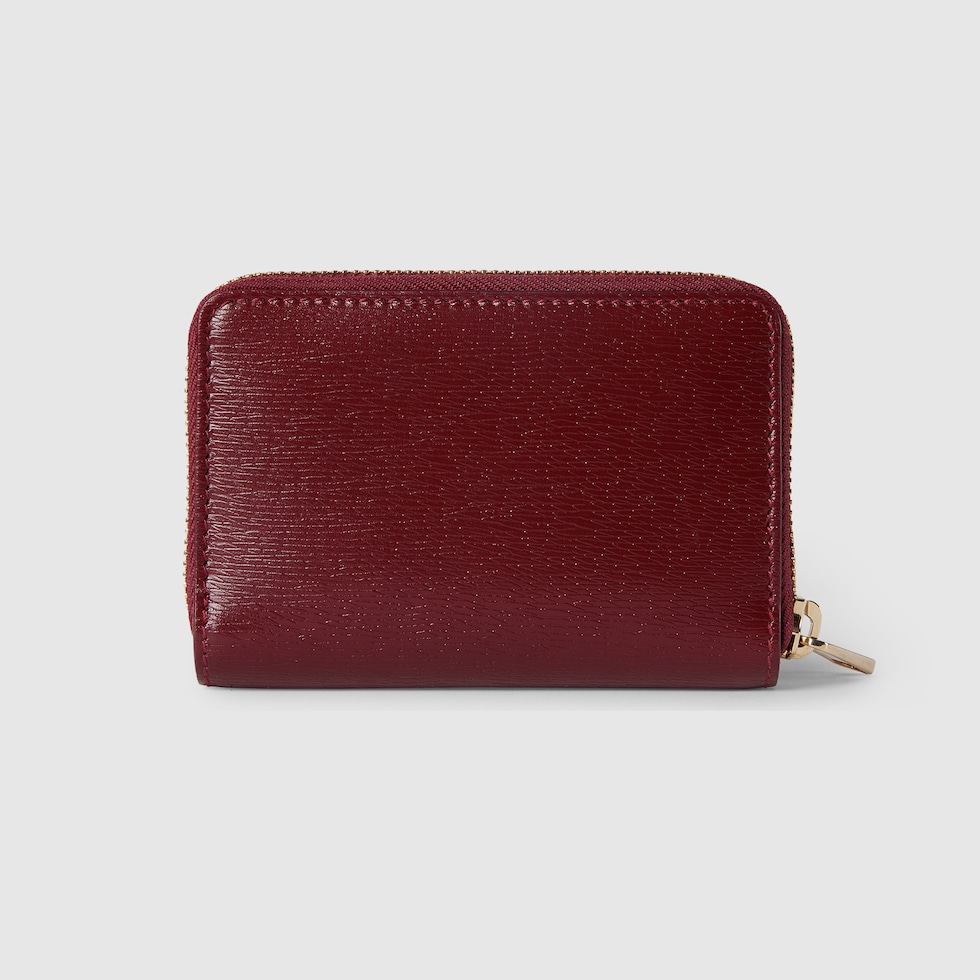 Zip card case with Gucci script in Rosso Ancora red leather Zip card case with Gucci script in Rosso Ancora red leather