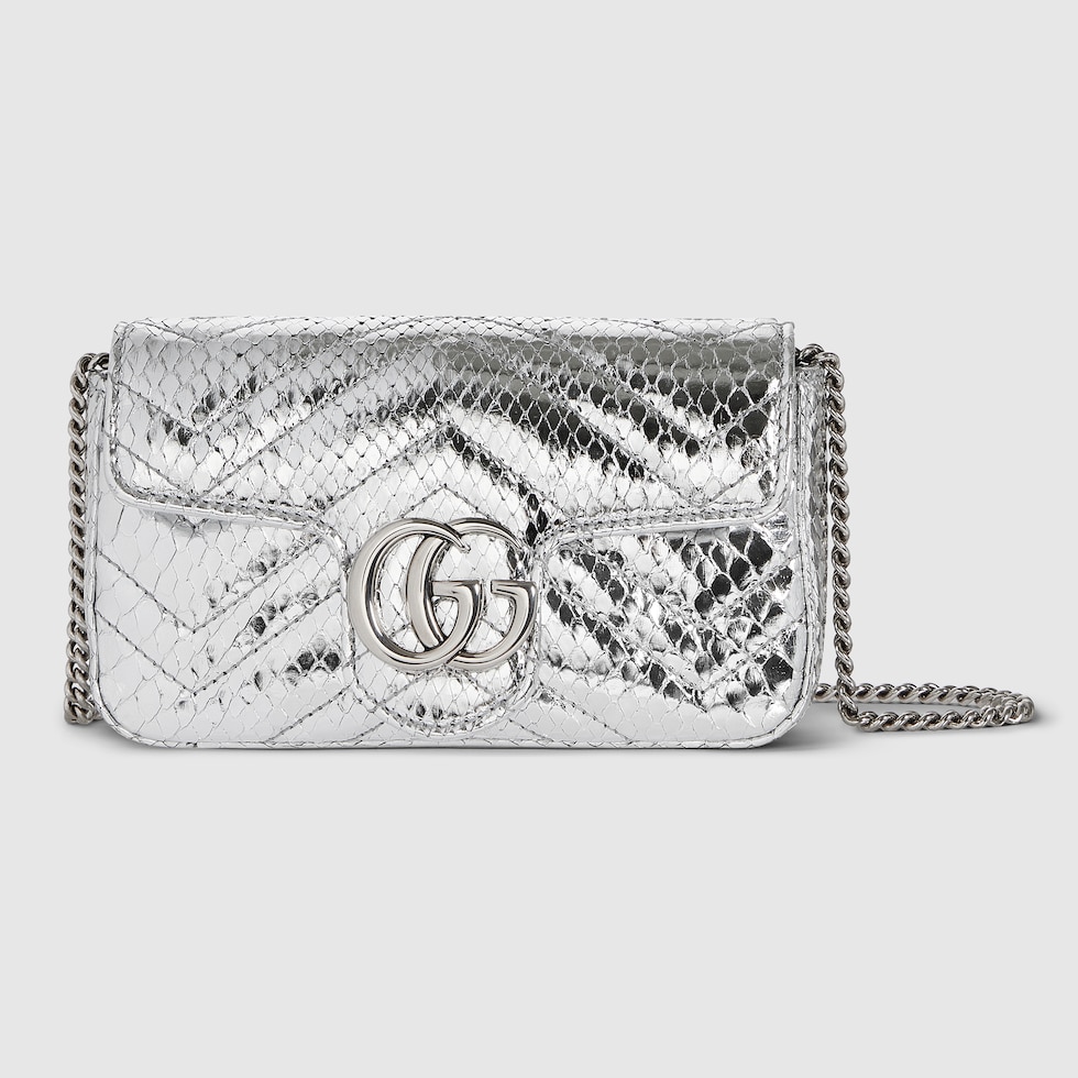 GUCCI グッチ パール GGマーモント パイソン 蛇革 レザー長財布