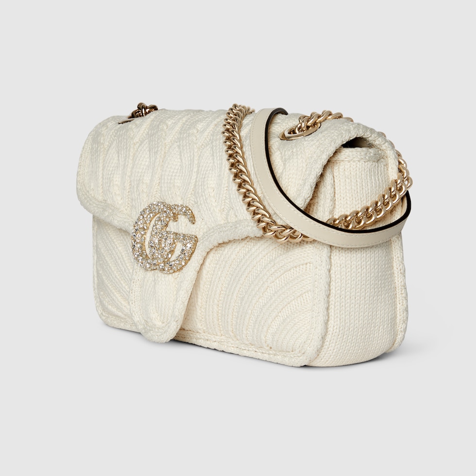 GG Marmont small shoulder bag in ivory wool GUCCI® PT