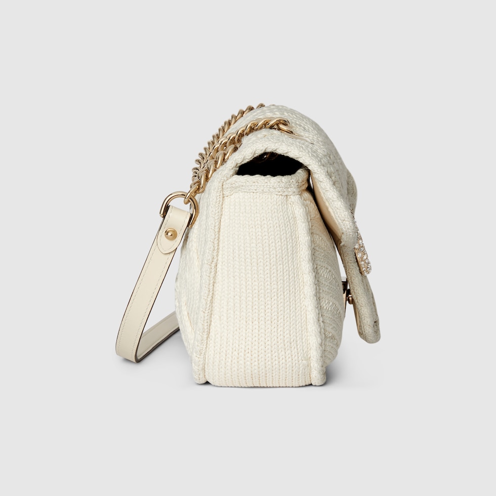 GG Marmont small shoulder bag in ivory wool GUCCI® PT
