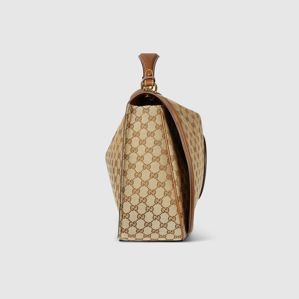 Gucci Blondie maxi top handle bag in beige and dark brown GG