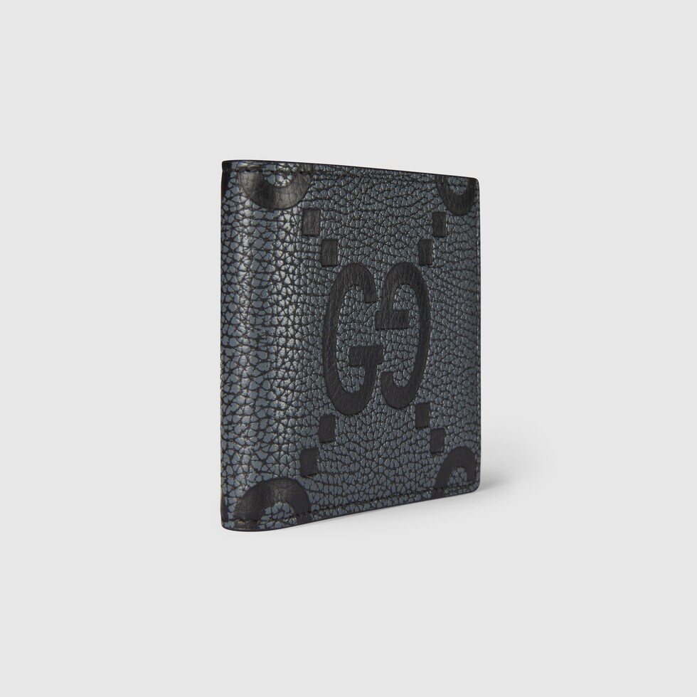 いち　GUCCI 財布　コインウォレット　ブラック　レザー　ジャンボGG ジャンボ GG コインウォレット ・ダークグレー＆ブラック レザー