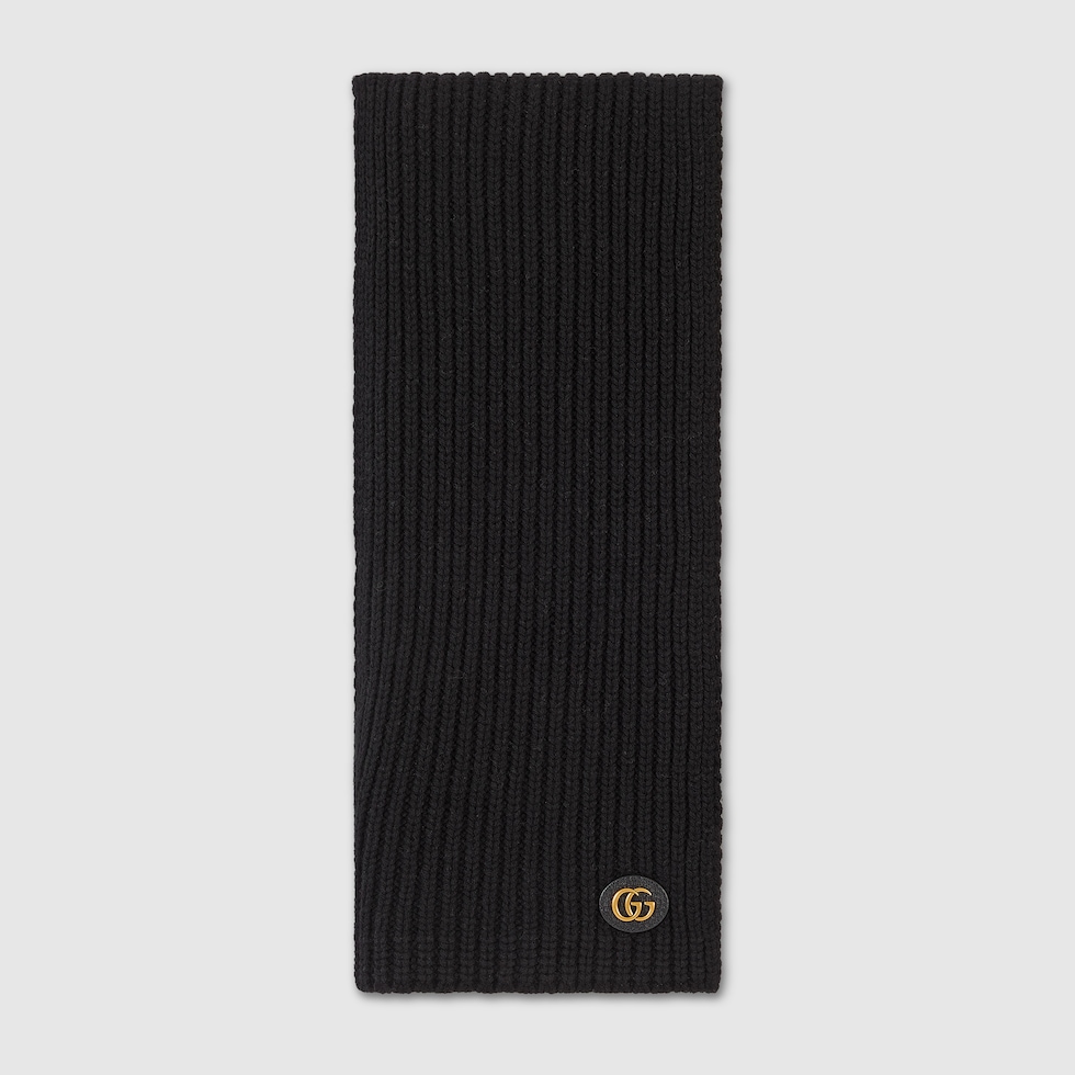 Gucci★素敵！Black Large Scarf Shawl w/Interlocking G Logo Wool cashmere scarf with Double G in black | GUCCI® US