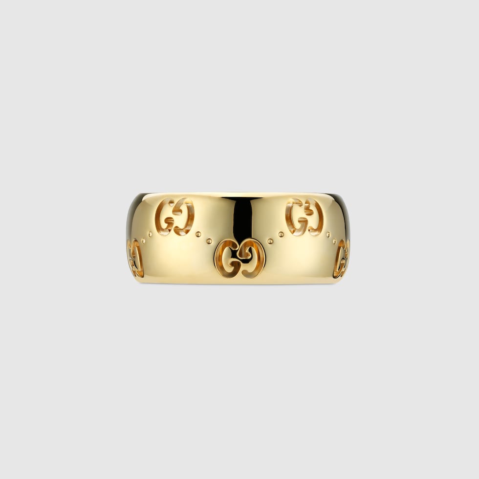 【Gucci】 正規品★ Icon Ring 18K Yellow Gold White Icon 18k ring with Interlocking G in 18k yellow gold and