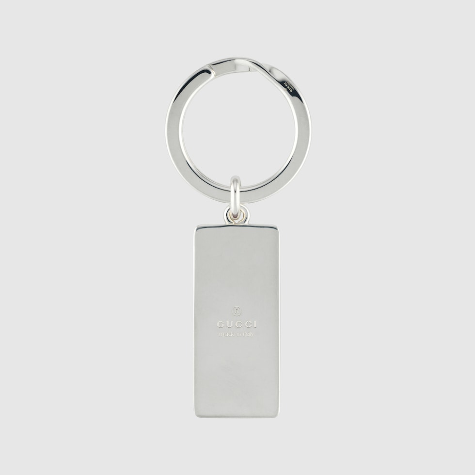 Trademark enamel keyring in 925 sterling silver | GUCCI® US