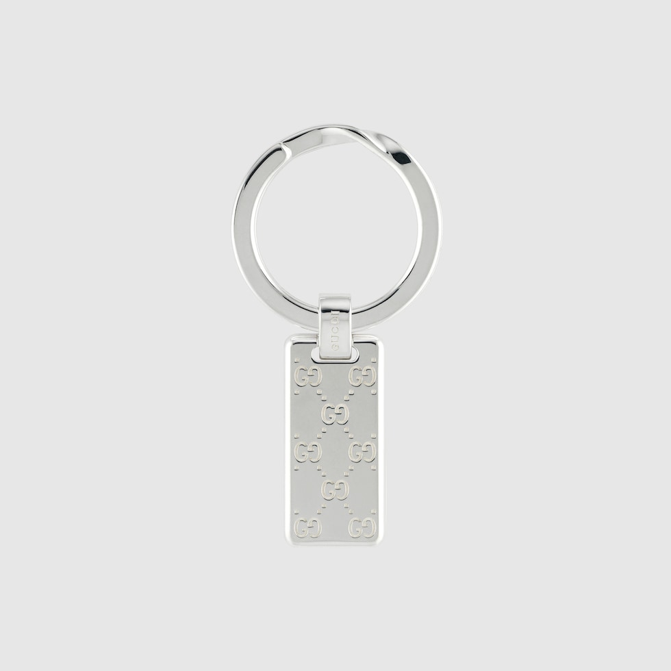Gucci Signature GG engraved keyring in 941 sterling silver