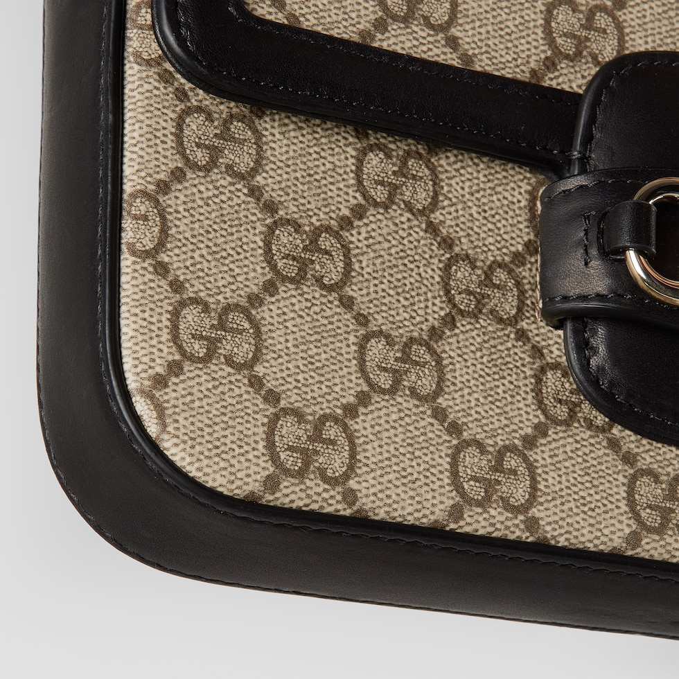 Gucci Horsebit 1955 mini bag in beige and dark brown fabric