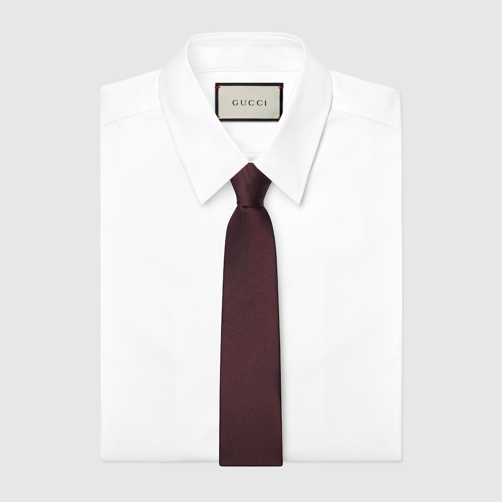 GUCCI クレスト付き シルクジャカード ネクタイボルドー | GUCCI公式